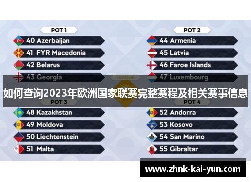 如何查询2023年欧洲国家联赛完整赛程及相关赛事信息